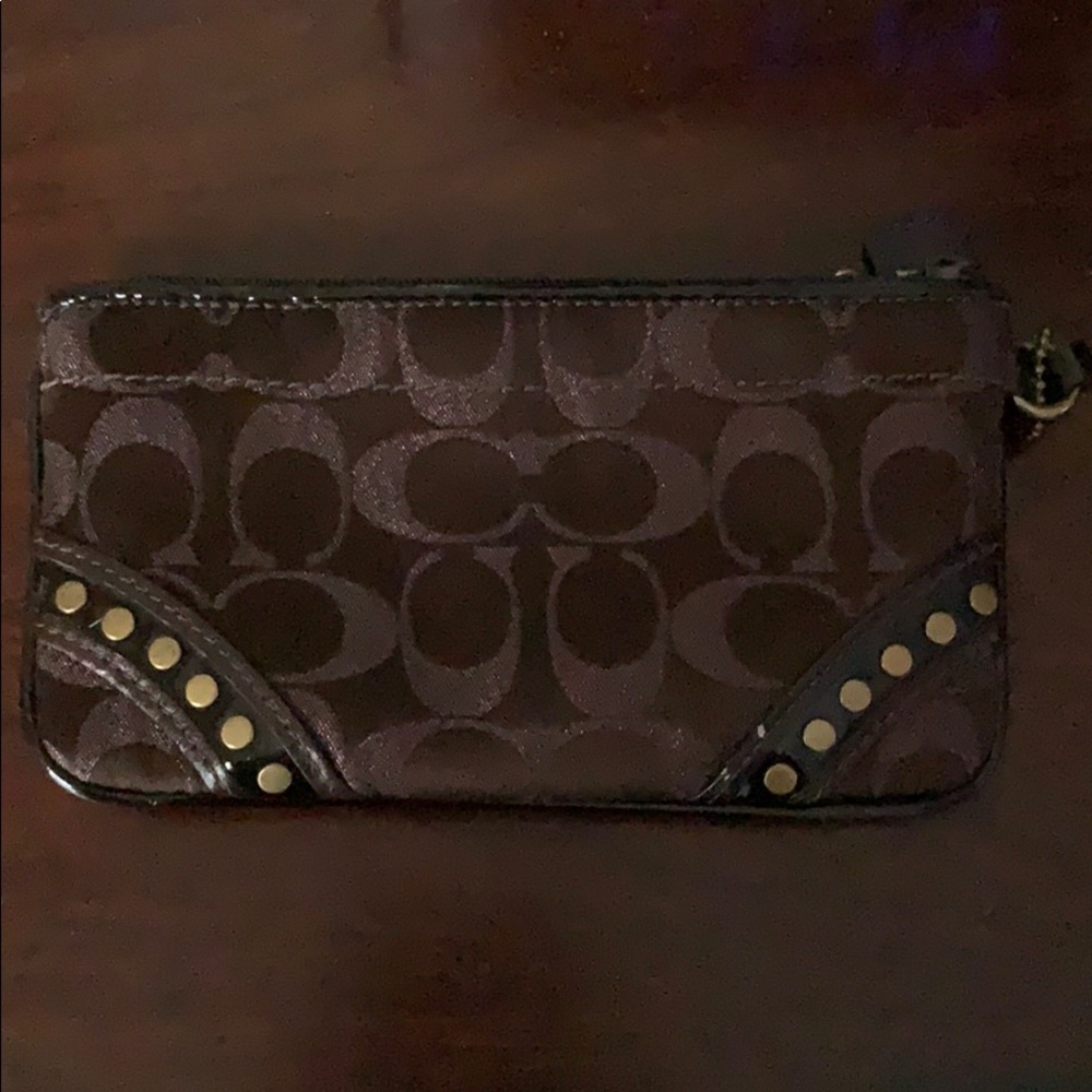 Coach brown wristlet